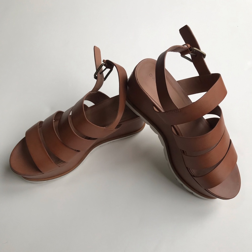 Nordstrom Brown Leather Strappy Platform Sandals